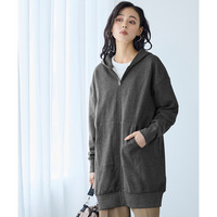 綿100%ジップアップロング丈ビッグパーカー　大きいサイズ