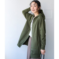 綿100％ジップアップロング丈ビッグパーカー 大きいサイズ