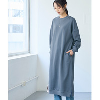 綿100%バックタックスウェットロング丈ワンピース　大きいサイズ