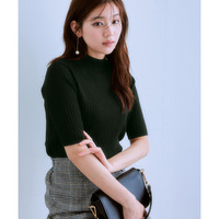 5分袖ワイドリブニット（静電防止・毛玉になりにくい・UVカット・タンブル乾燥OK）　大きいサイズ