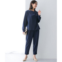 【ＯＴＯさんコラボ】セットアップ　ベルト付きドレープブラウス＋テーパードパンツ（速乾・UVカット） 大きいサイズ