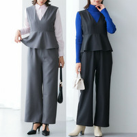ペプラムサロペットパンツ（タテヨコストレッチ・しわになりにくい・速乾・ＵＶカット）　【落ち感ドレープシリーズ】 大きいサイズ