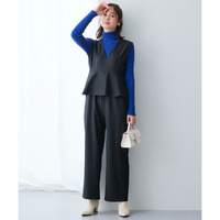 ペプラムサロペットパンツ（タテヨコストレッチ・しわになりにくい・速乾・ＵＶカット）　【落ち感ドレープシリーズ】 大きいサイズ