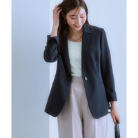 洗えるストレッチダブルクロステーラードジャケット（ストレッチ・しわになりにくい・ＵＶカット・洗濯機OK）（ロング丈）<大きいサイズ有>