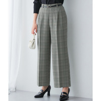 ウール調ワイドストレートパンツ（しわになりにくい・洗濯機OK）<大きいサイズ有>