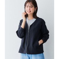 麻調合繊Vカラージップジャケット（しわになりにくい・接触冷感・ＵＶカット・ウォッシャブル）<大きいサイズ有>