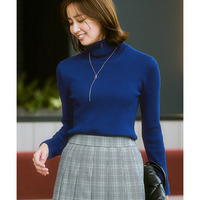 リブタートルネックニット(乾燥機OK・ウォッシャブル・静電気防止・毛玉になりにくい・UVカット)<大きいサイズ有>