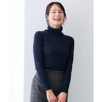 オフタートルネックリブニット(乾燥機OK・ウォッシャブル・静電気防止・毛玉になりにくい・UVカット) 大きいサイズ
