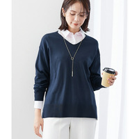 サイドスリットVネックニット（乾燥機OK・ウォッシャブル・静電気防止・毛玉になりにくい・UVカット） 大きいサイズ