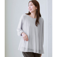 【あったか裏地付】フロントプリーツブラウス<大きいサイズ有>