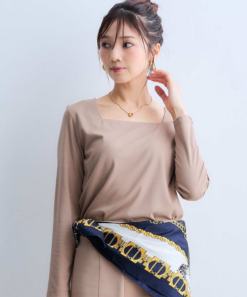 【選べる3タイプ】透け対策シルケット加工ダブルフロント長袖トップス 大きいサイズ