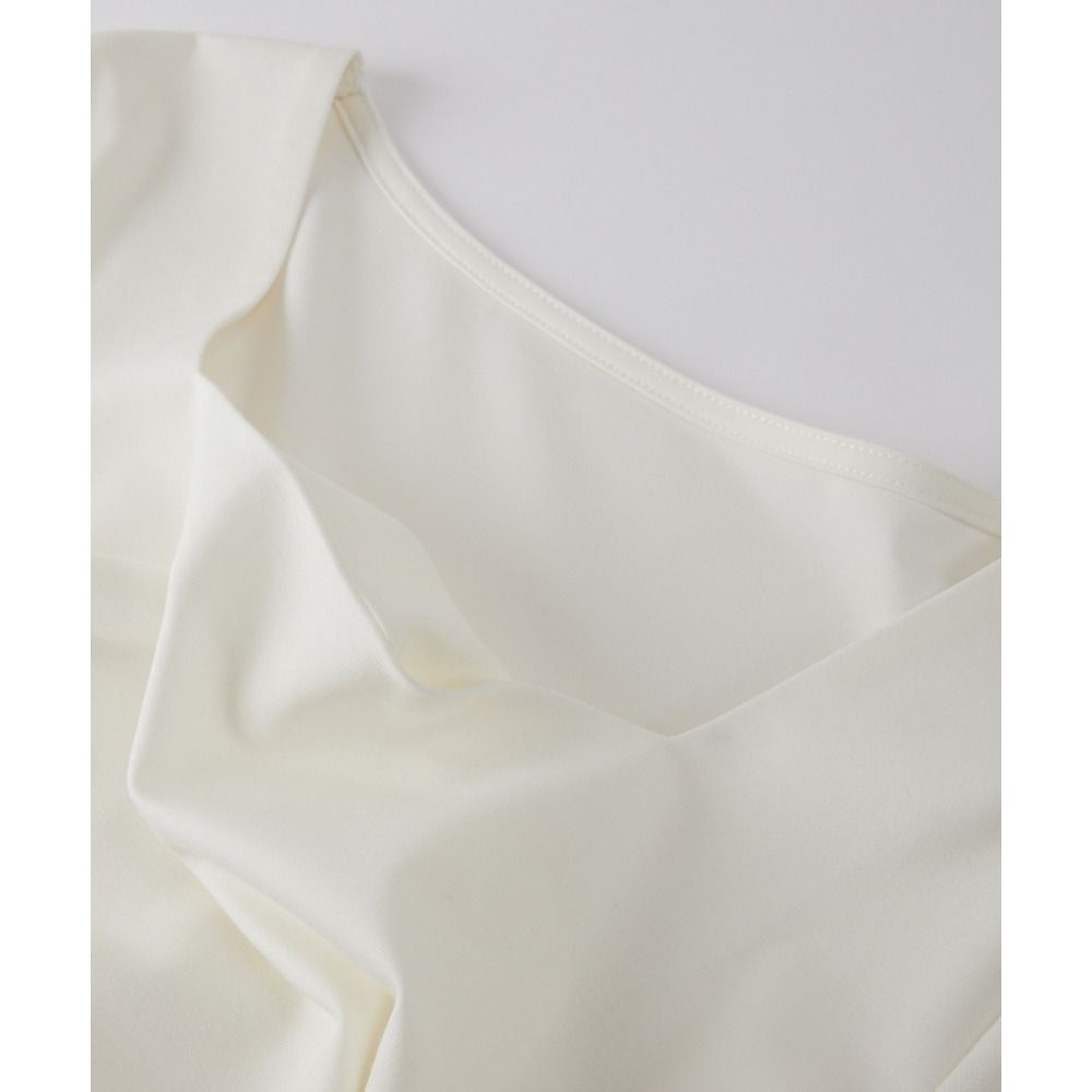 透け対策シルケット加工ダブルフロントスクエアネック長袖トップス 大きいサイズ28