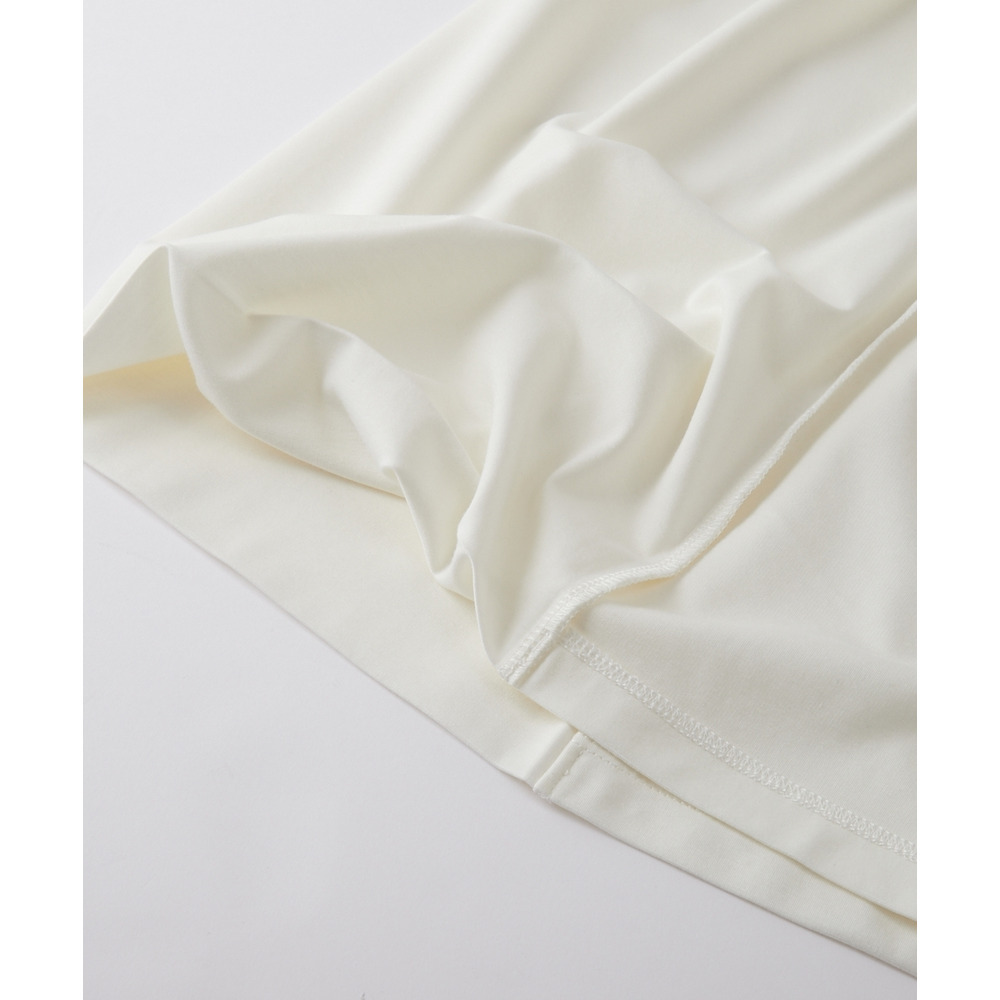 透け対策シルケット加工ダブルフロントスクエアネック長袖トップス 大きいサイズ29