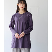 綿100％汗染みしにくいクルーネック長袖チュニックTシャツ 大きいサイズ