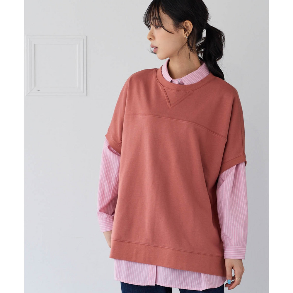 綿100%着まわし自由自在ゆったりスウェットベストプルオーバー 大きいサイズ1