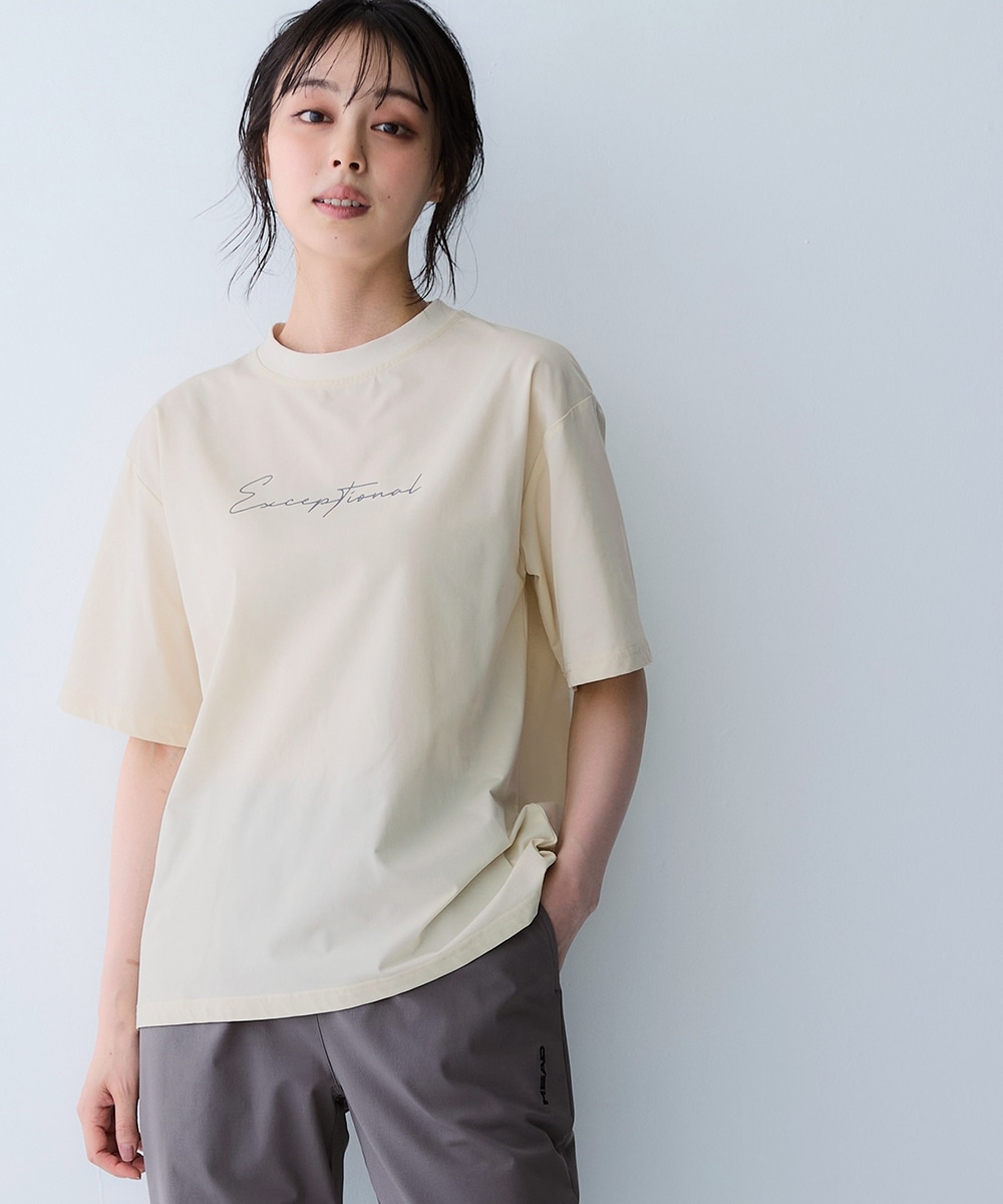 綿タッチ多機能ロゴプリントTシャツ(吸汗速乾・UVカット・抗菌防臭・形態安定) 大きいサイズ1