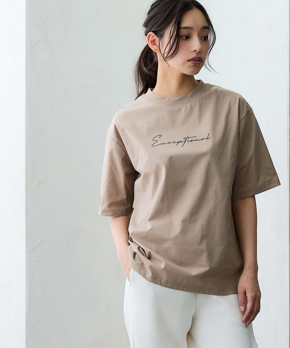 綿タッチ多機能ロゴプリントTシャツ(吸汗速乾・UVカット・抗菌防臭・形態安定) 大きいサイズ1