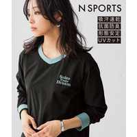 綿タッチ多機能刺しゅうVネックTシャツ（吸汗速乾・UVカット・抗菌防臭・形態安定） 大きいサイズ