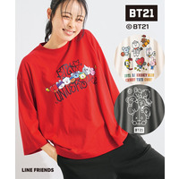 【BT21】ルーズシルエット7分袖Tシャツ 大きいサイズ