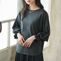 キャンディスリーブ裾ラウンドTシャツ【カレンデュラオイル加工】 大きいサイズ