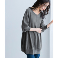 ワッフル素材ロング丈ドルマントップス（UVカット） 大きいサイズ