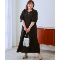 ランタンスリーブロング丈ワンピース 大きいサイズ