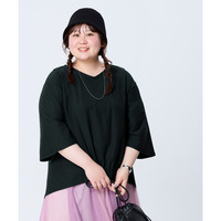 【スッキリ見え設計】体のラインをひろいにくい脇切替コクーンチュニック(抗菌防臭) 大きいサイズ