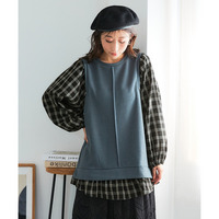 異素材使いボリューム袖チュニック 大きいサイズ