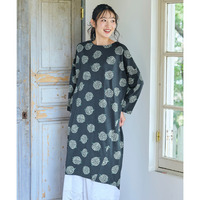 綿100％８分袖スラブカットソーゆるシルエットワンピース　肌触りが気持ちいい！ 大きいサイズ