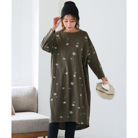 綿100％８分袖スラブカットソーゆるシルエットワンピース　肌触りが気持ちいい！ 大きいサイズ