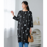 綿100％８分袖スラブカットソーゆるシルエットワンピース　肌触りが気持ちいい！ 大きいサイズ