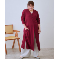 ワンピースにもなる前後２WAYロング丈カーディガン 大きいサイズ