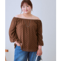 ふんわりシルエットドットプリントブラウス 大きいサイズ