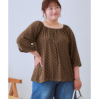 ふんわりシルエットドットプリントブラウス 大きいサイズ