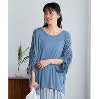 たっぷりドレープ袖ギャザーチュニック（接触冷感・UVカット） 大きいサイズ