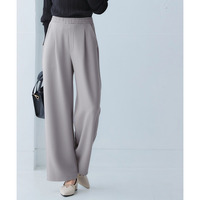 しわになりにくいキレイ目リップルセミワイドストレートパンツ（抗菌防臭・防しわ） 大きいサイズ