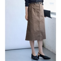 すごのびストレッチツイルベイカーデザインミディー丈スカート（ゆったりヒップ） 大きいサイズ