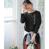 綿100％長袖プリントAラインチュニックTシャツ（UVカット） 大きいサイズ
