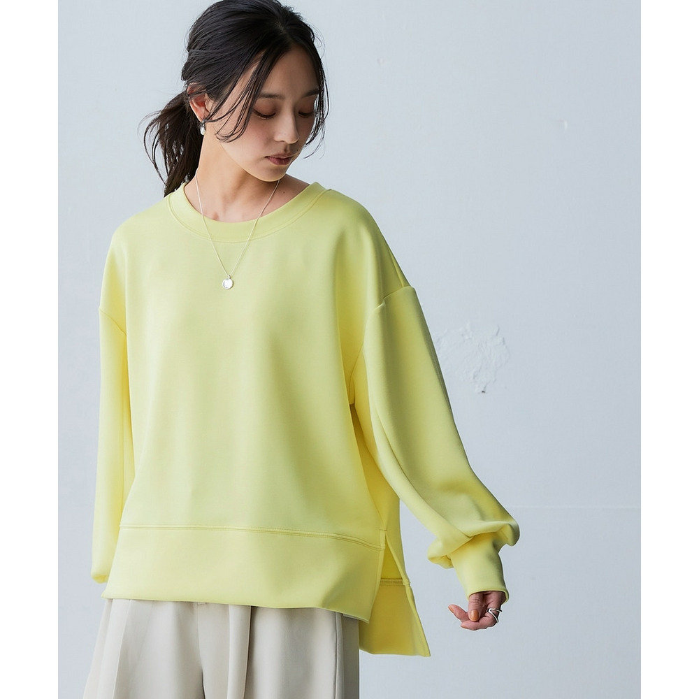 なめらかポンチ素材 サイドスリットプルオーバー(セットアップ可能) 大きいサイズ1