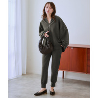 きれいめポンチセットアップ（ジップアップトップス＋ジョガーパンツ） 大きいサイズ