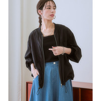 ダブルポケットボリューム袖シアーブルゾン 大きいサイズ