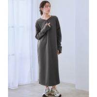 ヘンリーネック指穴付カットソーワンピース(毛玉が出来にくい) 大きいサイズ