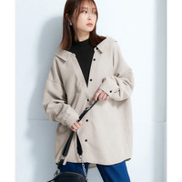 重ね着風コーデュロイオーバーサイズシャツ 大きいサイズ