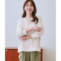 上品ラメ入セミドルマン8分袖カットソートップス 大きいサイズ