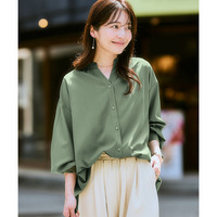 【とろみ素材】バックシャーリングスキッパーシャツ（防シワ・吸汗速乾） 大きいサイズ