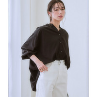 【とろみ素材】バックシャーリングスキッパーシャツ（防シワ・吸汗速乾） 大きいサイズ