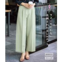 ストレッチダブルクロスタックワイドパンツ（しわになりにくい） 大きいサイズ