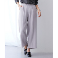 ストレッチダブルクロスタックワイドパンツ（しわになりにくい） 大きいサイズ