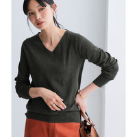 洗えるUVカット綿100％Ｖネックニット 大きいサイズ