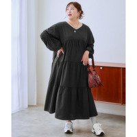  ゆるシルエットティアードデザインワンピース 大きいサイズ